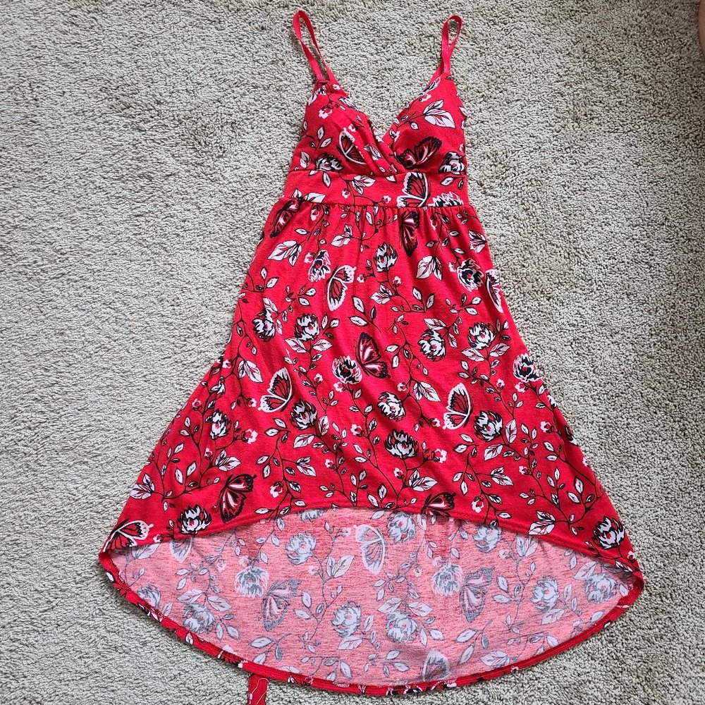 Juniors Red Butterfly Dress - S